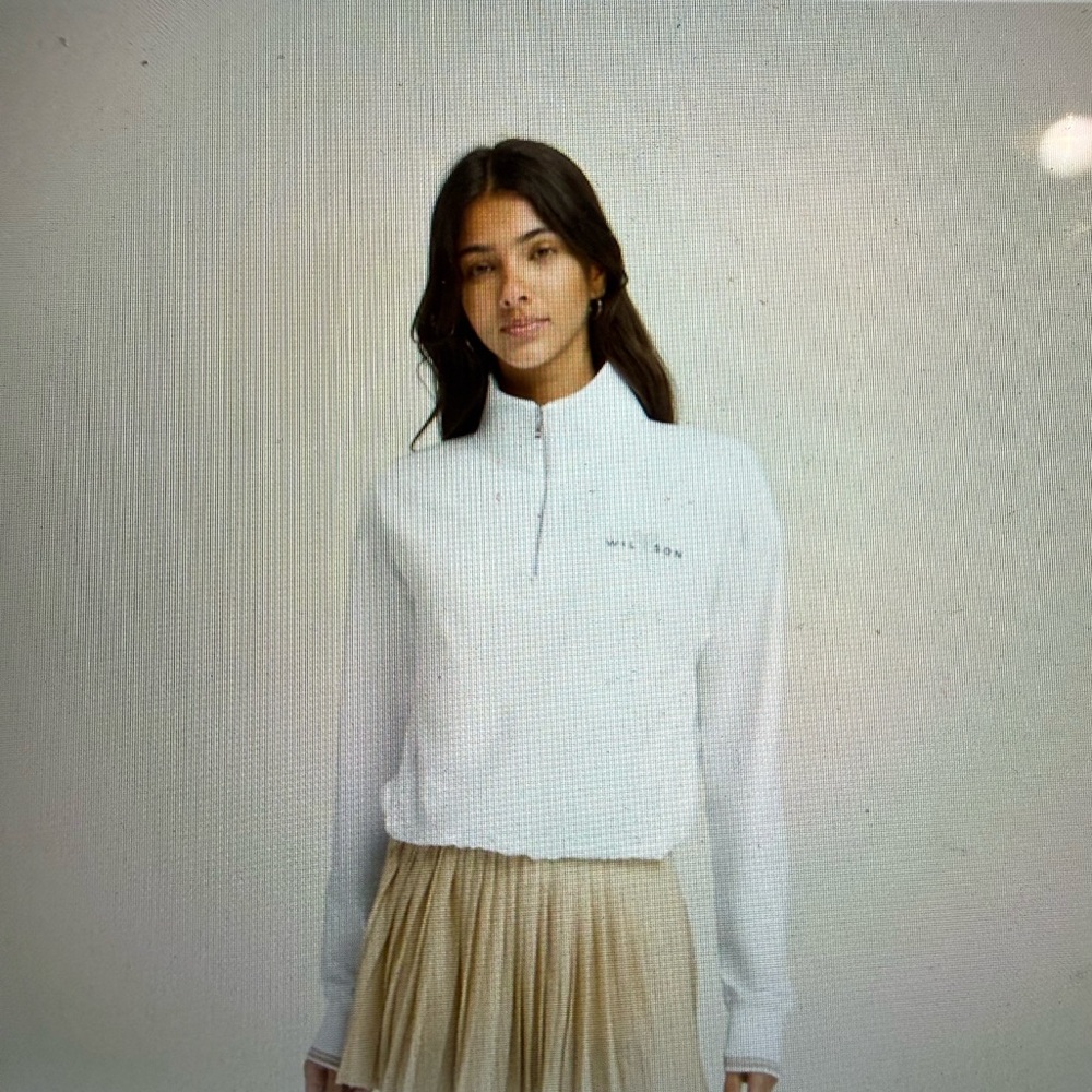 Wilson Davenport cropped half zip white size M